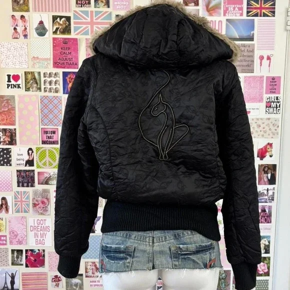 rare baby phat reversible faux fur puffer jacket - Picture 7 of 8